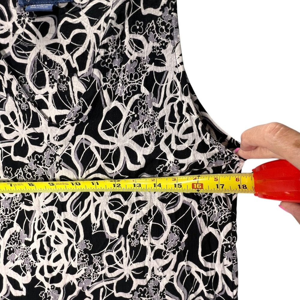 Democracy Sleeveless Shift Dress Black White Floral V-Neck AB Solution Summer 12 - Picture 7 of 8